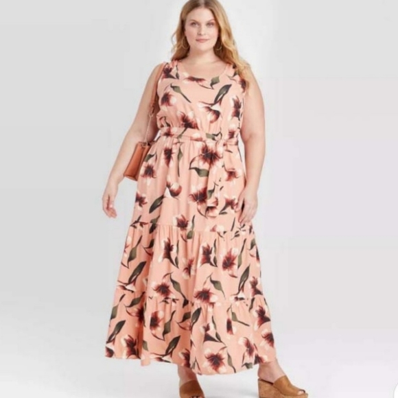 AVA & VIV Salmon Pink Maxi Dress - Picture 6 of 8